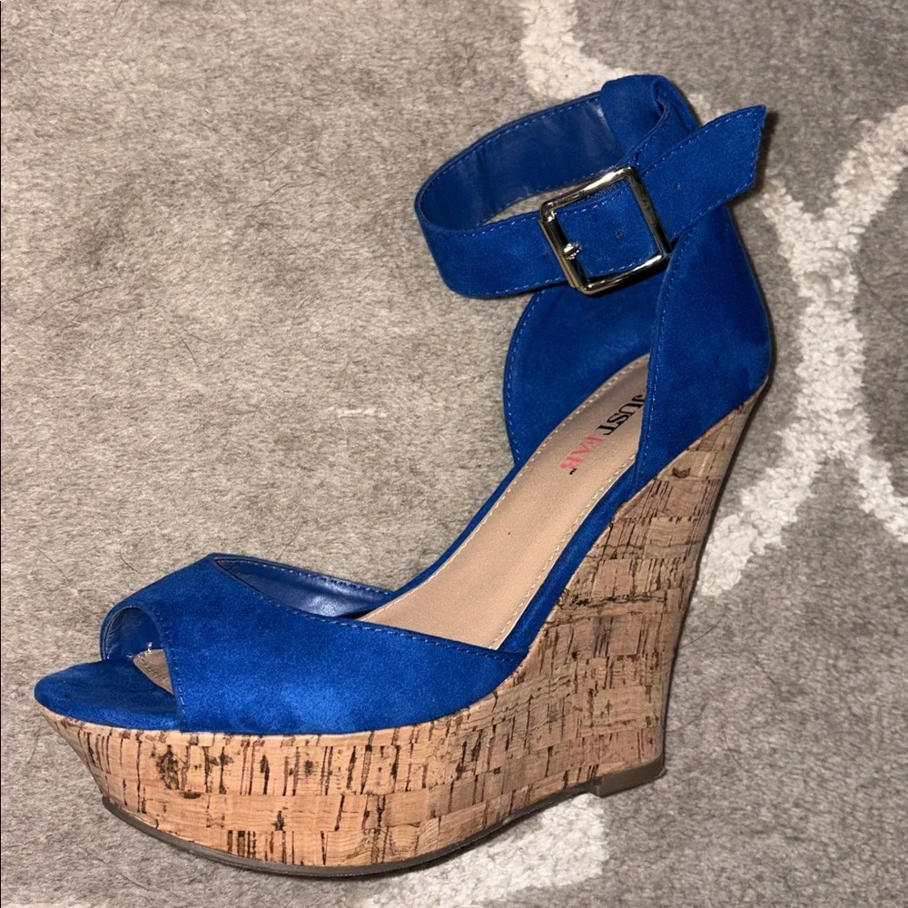 Just fab Mikayla cobalt blue platform wedge heels size 7 - Picture 3 of 17